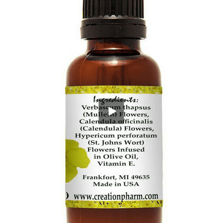 Herbal Ear Drops Oil 1 oz - Calendula, St. Johns wort and Mullein Aceite de oreja a base de plantas