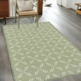 thumbnail image 4 of 2.7x5 Area Rugs, Sage Green Non-Skid Rubber Backing Large Rectangle Rugs - Living Room Bedroom Home Office, Geometric Flower Leaf Diamond Plaid Retro Indoor Floor Mat Carpets Washable Rug, 4 of 9