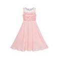 thumbnail image 1 of Girls Dress Pink Rhinestone Chiffon Bridesmaid Dance Maxi Gown 7 Years, 1 of 6