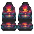 thumbnail image 2 of KAKALAD Neon Sunset Scene Palm Trees Tropical Sunsets Beach Landscape Summer 1 Car Accessories Seat Covers Set Vehicle Seat Covers Universal Front Seats Protector 2 Pcs, 2 of 9