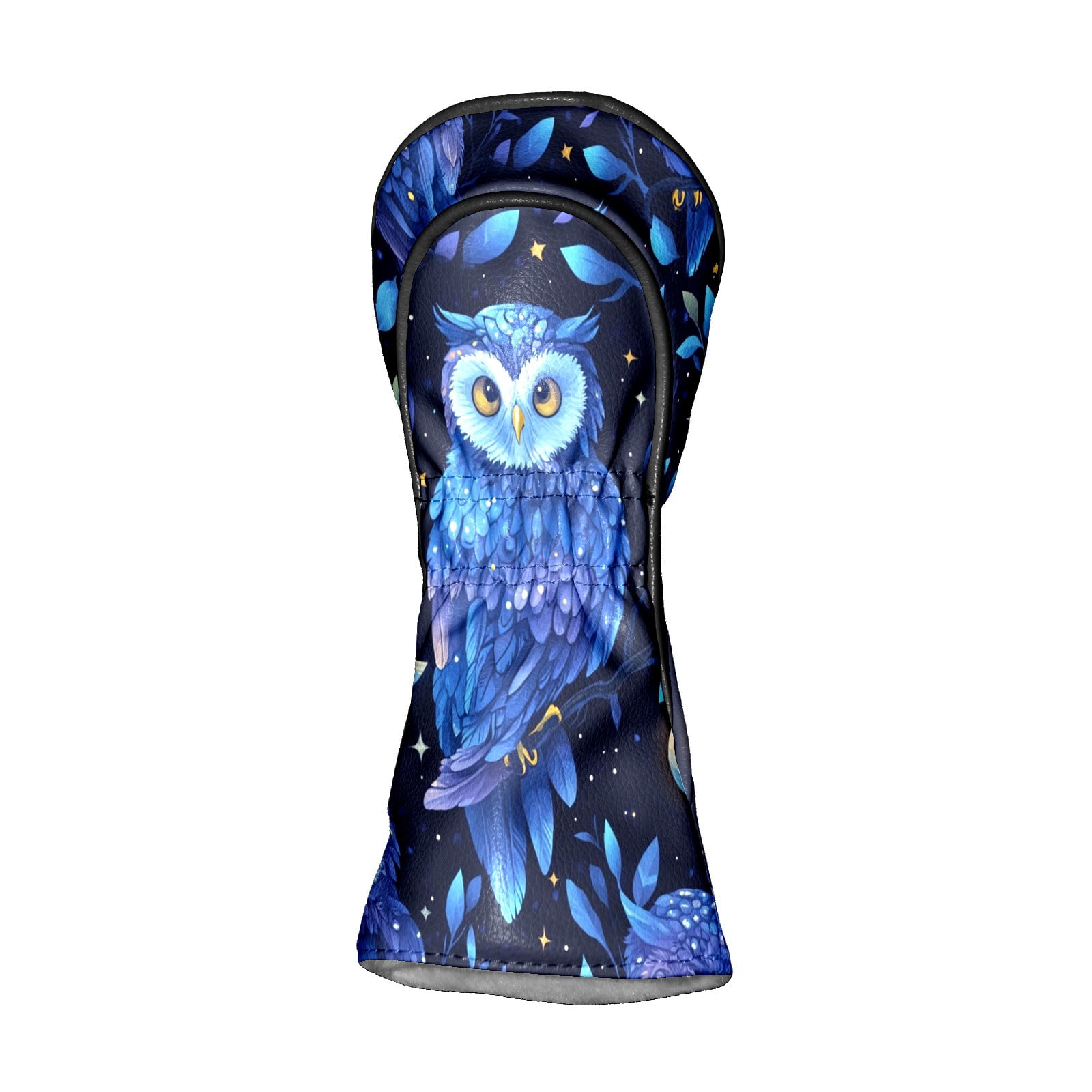 Golf Club Head Covers - Blue Owl Design, PU Leather, Waterproof, Fits Fairway Woods/Hybrid, Unisex, Fits Most Brands