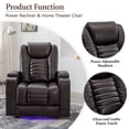 thumbnail image 3 of PU Leather Power Recliner, Large Size Reclining Chair with Adjustable Headrest & Hidden Armrest Storage & Convenient Cup Holder for Living Room, Office, Brown, 3 of 8