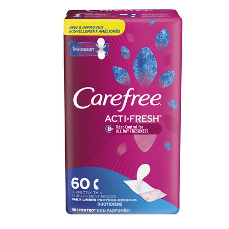 Carefree Acti-Fresh Thin Pantiliners To Go, Unscented, 60