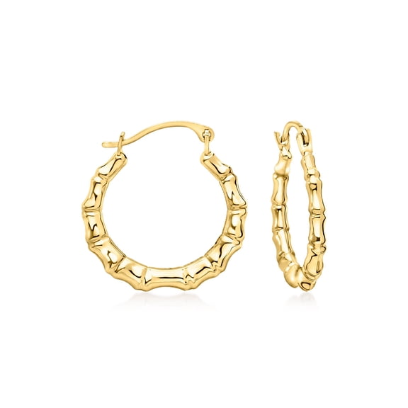 Ross-Simons 10kt Yellow Gold Bamboo Hoop Earrings, Women's, Adult