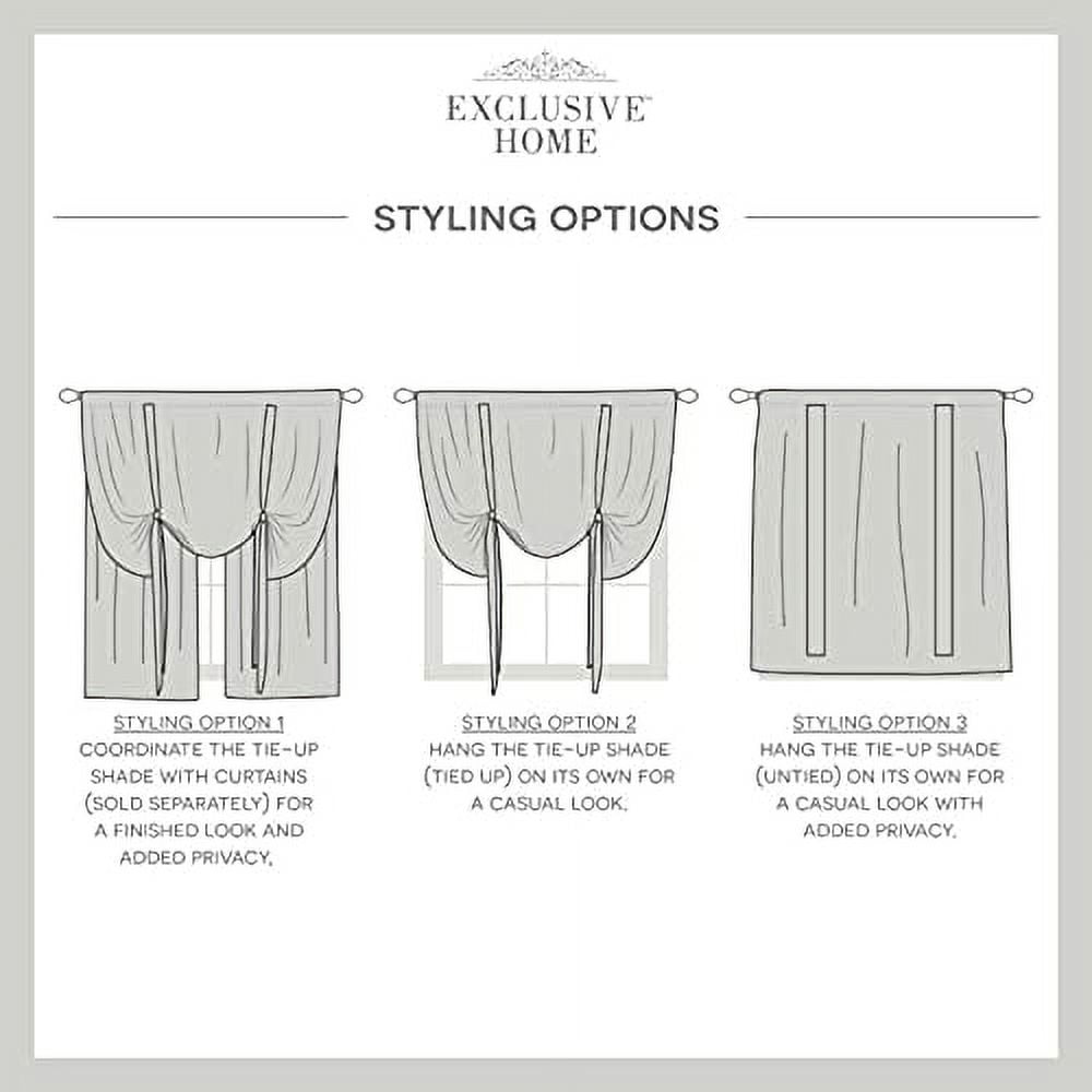 Exclusive Home Loha Indoor Light Filtering Rod Pocket Tie Up Roman Window Shades, 54"x63", Black Pearl