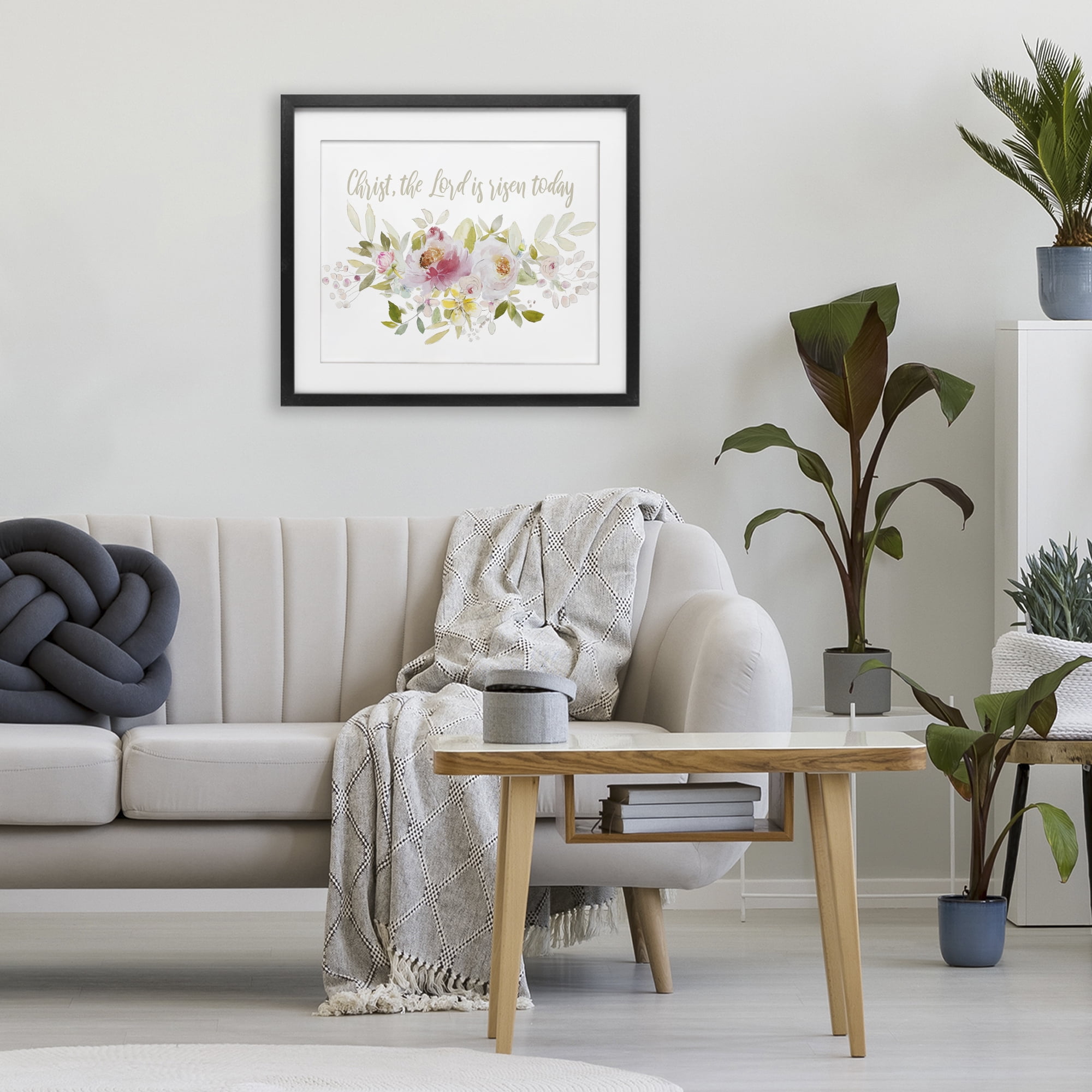Stupell Industries The Lord Is Risen Florals Black Framed Print Under Glass, design by Patricia Pinto
