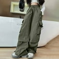 thumbnail image 5 of Hessimy Parachute Pants for Girls Cargo Trousers with Pockets Harajuku Jogger Pants Kids(AG,13-14 Years), 5 of 7