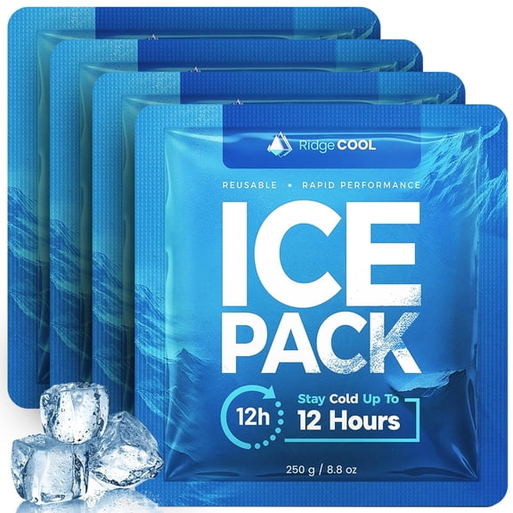 Ridgecool Reusable Lunch Box Ice Pack Set, Leak Proof and BPA Free Cooler Ice Packs, 4 Pack