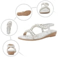 thumbnail image 4 of Sandals Women Dressy Women Shoes Thick Sole Wedge Sandals Fashion Pearl Outdoor Beach Bohemian Sandals Silver 41, 4 of 7