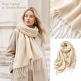 thumbnail image 5 of Lumtrix Womens Scarf Oversized Solid Color Tassel Shawl Wrap Warm 70.87 Inch Long Scarf Beige One Size, 5 of 9