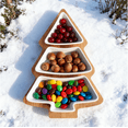 thumbnail image 5 of Lilixerw Christmas Tree Snack Tray,Multi-Tiered Ceramic & Wood Serving Platter for Dried Fruits Nuts Candy,Christmas Table Centerpiece Dessert Display,10.23 x 7.4 inch, 5 of 7