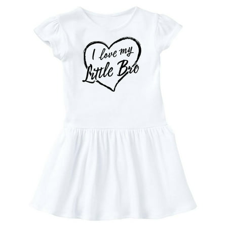 

Inktastic I Love My Little Bro in Black Chalk Heart Gift Toddler Girl Dress