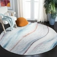 thumbnail image 2 of SAFAVIEH Phoenix Dawson Abstract Area Rug, Ivory/Blue, 6'7" x 6'7" Round, 2 of 7