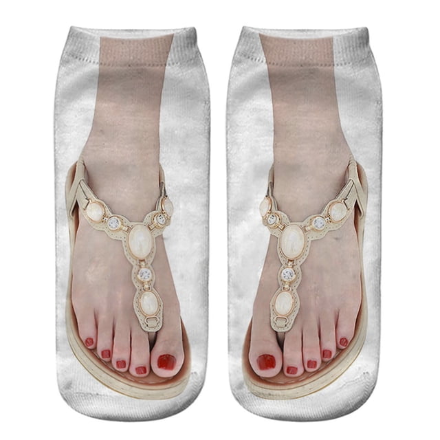 Socks 3D Pattern Sandals Print Socks Running Socks Women Personality Low Ankle Sports Socks