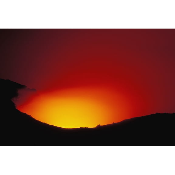 Hawaii Big Island Hawaii Volcanoes National Park Kilauea Volcano Lava Flows Into Ocean At Night Canvas Art - Robert Sablan  Design Pics (17 x 11)