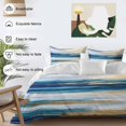 thumbnail image 3 of Abstract Art Duvet Cover Set Twin Size, Watercolor Blue Gold White Ocean Waves Modern 4 Piece Soft Microfiber Bedding Set with 1 Duvet Cover, 1 Flat Sheet, 2 Pillowcases, 3 of 9