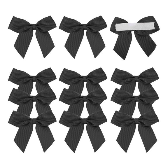 12Pcs Mini Grosgrain Ribbon Bow 2" Self Adhesive Flower Bows Black
