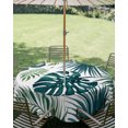 thumbnail image 2 of Outdoor Tablecloth with Umbrella Hole Zipper Summer Botanical Round Tablecloth 54" Waterproof Outside Table Cloth Palm Leaf Tropical Monstera Leaves Patio Table Cover Tablecloths for Picnic Party, 2 of 8