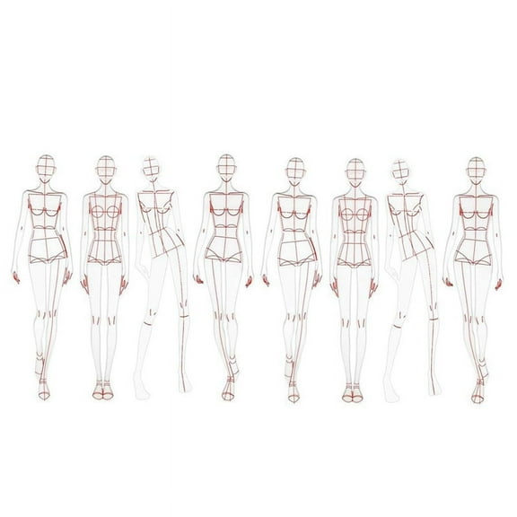 Fashion Illustration Ruler Sketch Template Sewing Ruler Humanoid Pattern Measuring Clothes,B plastic