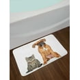 thumbnail image 2 of Boxer Dog Bath Mat, Photo of a Cat and Dog Sitting Together Animal Friendship Theme Pet Lover Concept, Plush Bathroom Decor Mat with Non Slip Backing, 29.5" X 17.5", Multicolor, by Ambesonne, 2 of 2