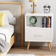 thumbnail image 4 of Night Stand, White Kids Nightstand with Drawer, Nursery Side Table with Open Storage, 2-Tier Modern End Table, Bedside Table for Small Space, Living Room, Bedroom, 4 of 9