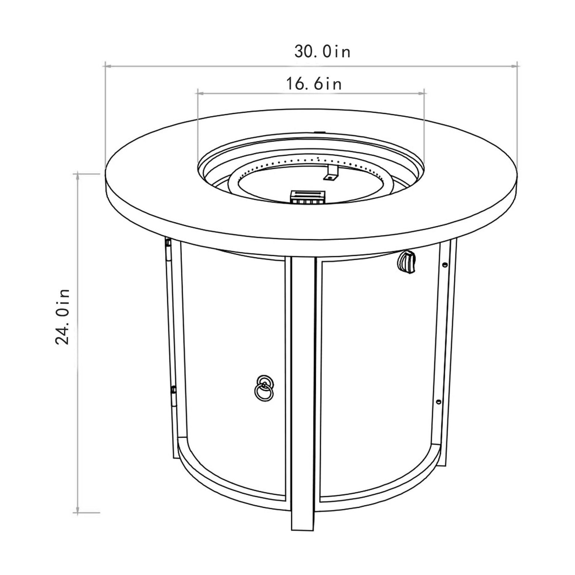 TrumanPick 30" Propane Gas Fire Pit Table 50,000 BTU Round Steel Gas Fire Pit for Outdoor Patio Deck Garden Courtyard-Black