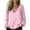 Pink, variant on DeHolifer Women Tops Cotton Linen Casual Solid Color V-Neck Long Sleeve T-Shirt Summer Loose Tee Tops Pink XL