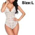 thumbnail image 1 of Lencería de una pieza para mujer, body sexy de encaje con escote en V profundo, lencería sexy con tirantes en forma de U, lencería sexy con estampado, 1 of 8