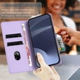 thumbnail image 6 of Wallet Leather Case For Samsung Galaxy A37 5G 6.7",with Card Holder, Shockproof ,Kickstand ,Embossed Multifunctional Magnetic Phone Case,Purple,For Galaxy A37 5G, 6 of 7