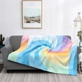 thumbnail image 5 of Horizontal Flannel Blanket Is Light Warm Soft Anti-Pilling Anti-Wrinkle Anti-Allergy And No Hair Loss For Bed And Sofa Camping Travel Turquoise Tie Dye Background Rainbow Colors_4, 5 of 8
