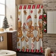 thumbnail image 5 of Christmas Shower Curtain Gingerbread Man Bathroom Curtains with Hooks, Waterproof Fabric Candy Cane Linen Red Stripes Bath Shower Curtains Set for Bathroom Bathtubs Xmas Decor 72x72 Inch, 5 of 9