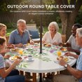 thumbnail image 3 of Round Outdoor Tablecloth with Umbrella Hole and Zipper, Colorful Flowers Tablecloth with Elastic Waterproof, Spring Floral Leaves Botanical Country Beige Patio Table Covers for 36" - 44" Pool Tables, 3 of 9