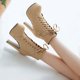 thumbnail image 1 of Zapatos de mujer Cálidos con cordones Tacón súper alto Tacón grueso Punta redonda Hebilla de cinturón Botas de tubo medio Wmkox8yii hfjk1062, 1 of 4