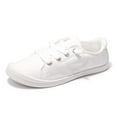 thumbnail image 1 of Zapatillas slip-on de lona para mujer BENEKER blancas, planas y cómodas, 1 of 7