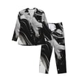 thumbnail image 1 of Balery Fluid Black White Paint Swirls Pijama para Hombre de Dos Piezas con Manga Larga, Conjunto de Dormir y Descanso Suave con Bolsillos-XX-Large, 1 of 7