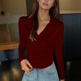 thumbnail image 2 of EDFBUYKRS Womens Tunic Tops 3/4 Roll Sleeve Floral Printed V Neck Blouses Long Sleeve Shirts for Women M, 2 of 4