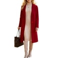 thumbnail image 2 of Cozyvia Women's Long Wool Coats Fall Winter Single Breasted Trench Coat Dressy Jackets Peacoat - Red M, 2 of 5