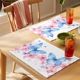 thumbnail image 4 of Placemat Set of 4 Blue Butterfly Placemats for Dining Table Watercolor Pink Flowers Washable Table Mats for Kitchen and Party Decor Indoor & Outdoor Use, 4 of 8