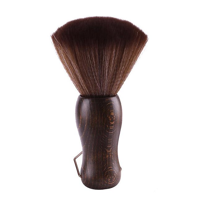 Cepillo para peluquero y salón, cepillo para polvo de cuello, mango de madera con gancho para cortar el pelo (cepillo para cuello+cepillo negro)
