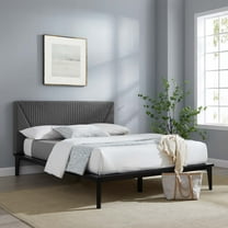 Modway Dakota Upholstered Queen Platform Bed in Black Gray