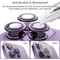 thumbnail image 3 of Camera Lens Protector for iPhone 14 ProMax/iPhone 14 Pro, for iPhone 14 ProMax Screen Protector for Lens, 9H Tempered Glass Film Full Cover Sticker Accessories,Aluminum Alloy Lens Screen Cover-Purple, 3 of 5