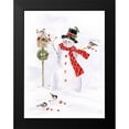 thumbnail image 2 of Swatland, Sally 12x14 Black Modern Framed Museum Art Print Titled - Snowman and Chickadee Friends I, 2 of 5