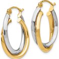 thumbnail image 2 of 14K Two-tone Polished Oval Hinged Hoop Earrings (22x18), 2 of 5