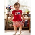 thumbnail image 4 of Loicainy Baby Toddler Girl 4th of July Outfits 6 12 18 24 Months 2T 3T 4T Short Sleeve Letter Embroidery Ruffle Tops and Shorts Set Summer Clothes, 4 of 9