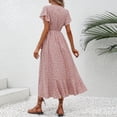 thumbnail image 4 of XIAOCHA Floral Wrap Dress for Women Fitted Ruffled Flutter Sleeve V Neck Midi Dress Lightweight Sweet Weekend Dresses, 4 of 7
