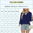 thumbnail image 3 of VDJ Women's Fall Tops Casual Loose 3/4 Sleeve V Neck Tshirt Shirts Comfort Lightweight Navy Blue Blouse Chic Tee for Women Size L, 3 of 9