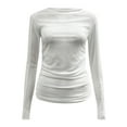 thumbnail image 7 of Stylish Women's T-Shirts Mesh Long Sleeve Layering Top for Women Neck Sheer See Through Blouse Tee Shirt for Casual or Formal Wear, 7 of 7