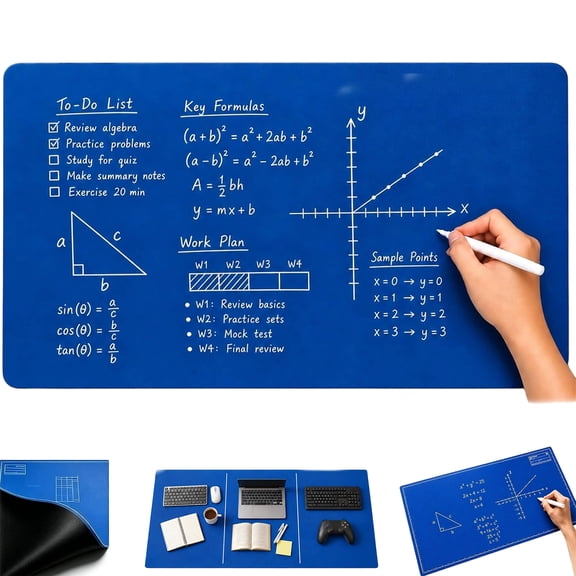 Double-Sided Wet Erase Blueprint Desk Mat, Designers Writable Dry Pad