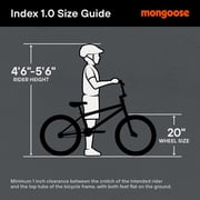 Mongoose Index 1.0 BMX Freestyle Bike, 20-Inch Wheels, Single Speed, Gray