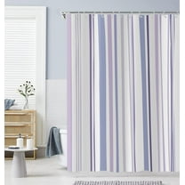 Modern Abstract Shower Curtain, Blue Purple Grey Stripe Minimalism Aesthetics Shower Curtains Set for Bathroom Bathtub Decorative Waterproof Machine Washable Fabric with 12 Plastic Hooks 72"x72"